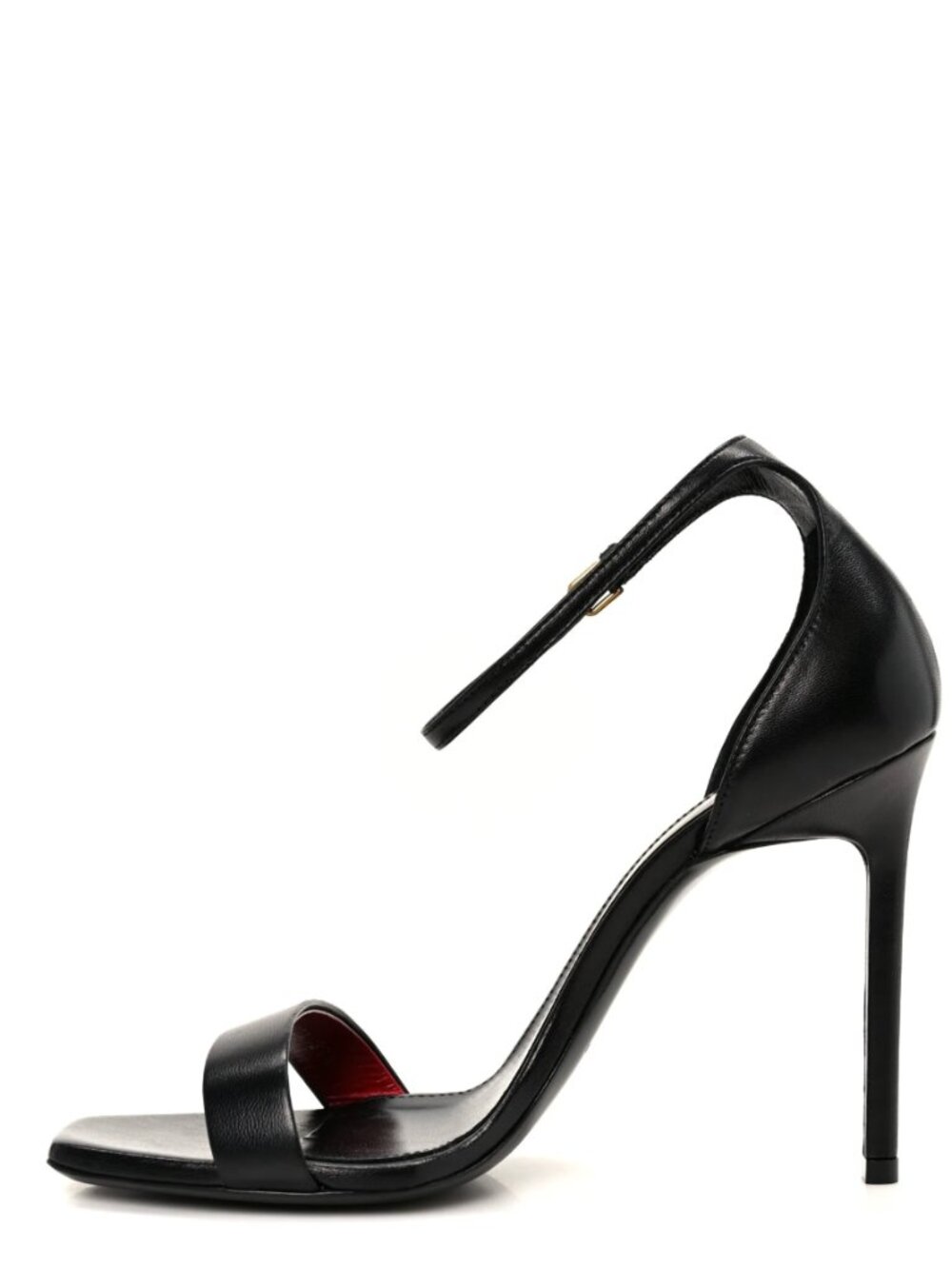 Saint Laurent YSL Amber 105 Ankle Strap Sandals Black Leather Heels | Like New